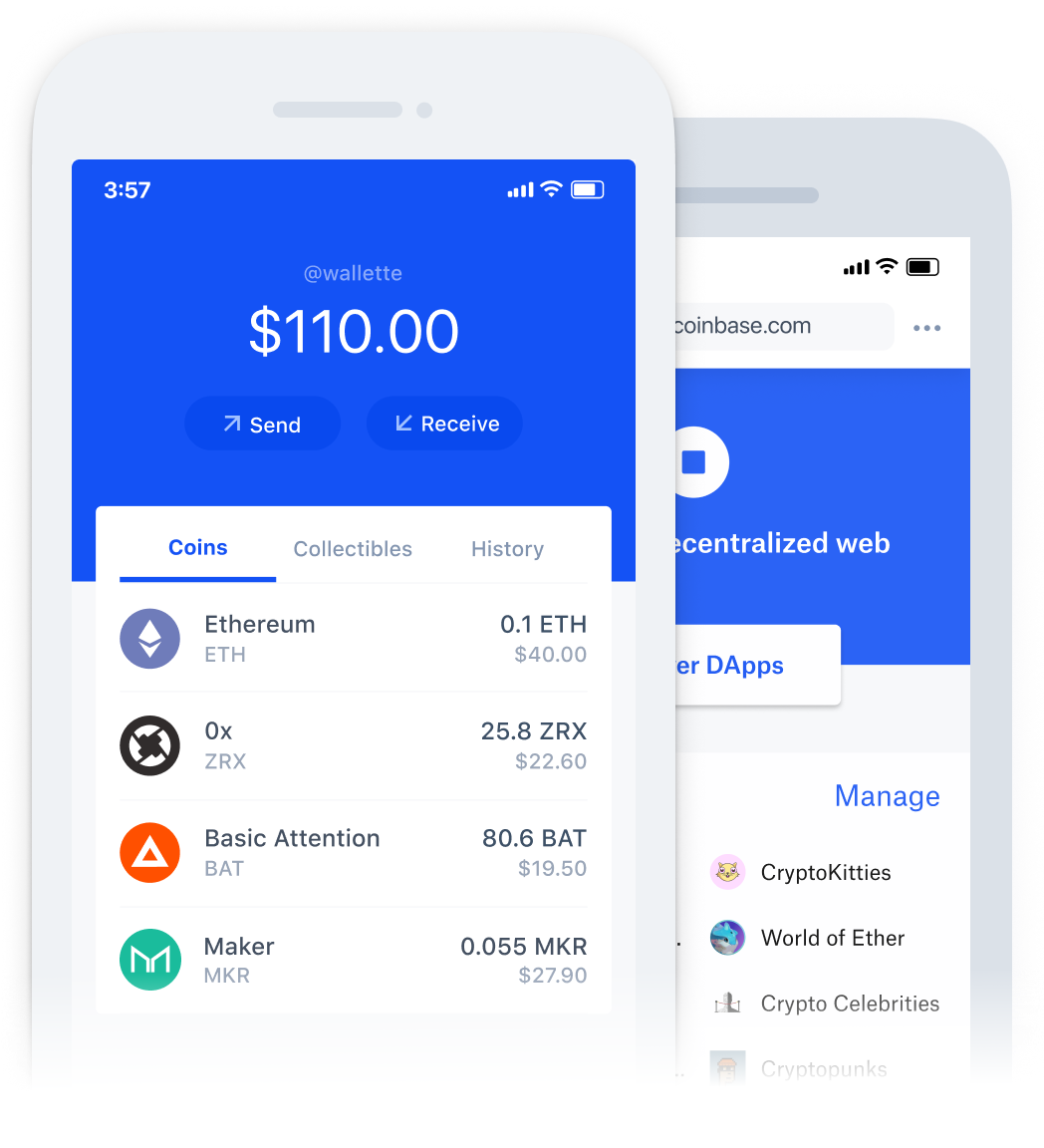 Coinbase wallet UI on phone