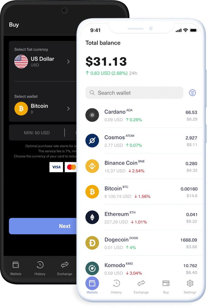 Mobile device showing Guarda wallet