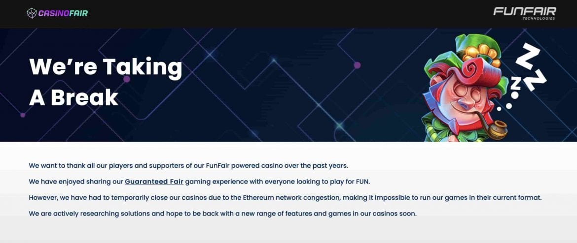 CasinoFair Temporarily Shuts Down Amid Network Congestion