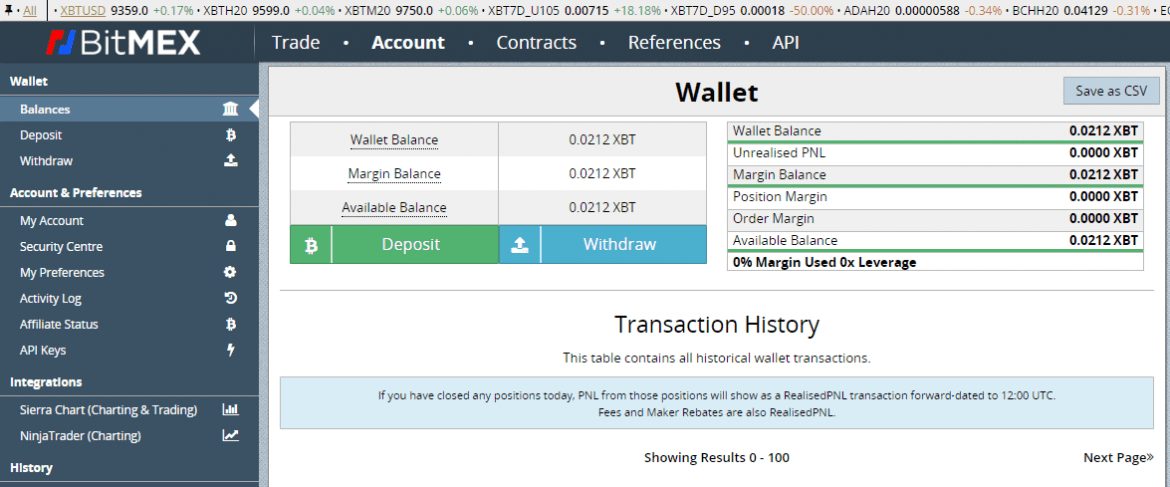 BitMex-Exchange Wallet