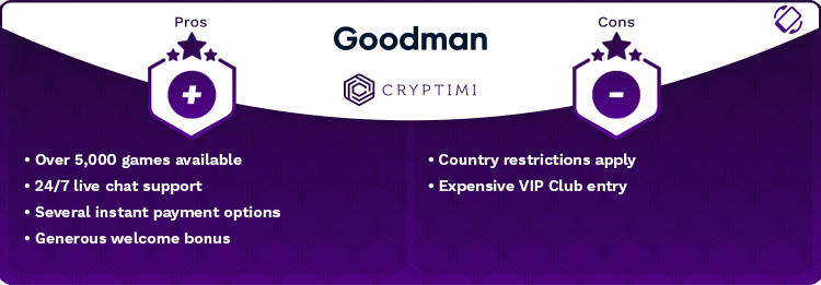 Goodman casino pros and cons infographic