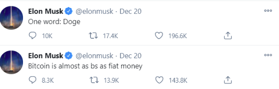 Elon musk tweeting about Dogecoin 1