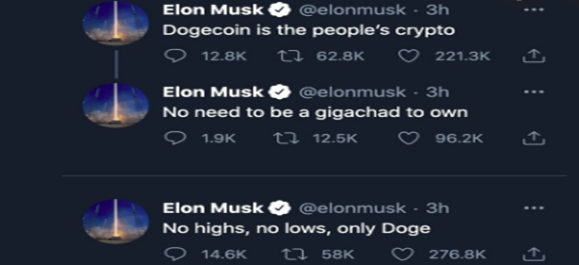 Elon musk tweeting about Dogecoin 2