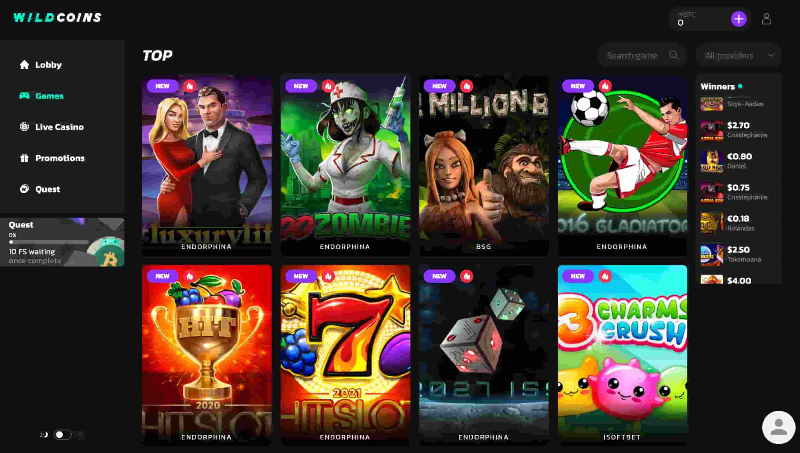 WildCoins Casino Games